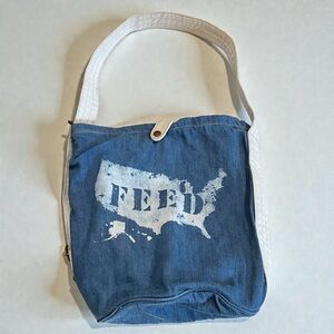 FEED USA for GAP White Canvas Blue Denim Bucket Shoulder Tote 2010